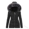 Winter Warm Fashion Womens Print Hooded Parka Coat Casual Outwear Hooded Fur Coats