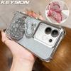 KEYSION Противоударный чехол с гальваническим покрытием для VIVO Y29 4G Прозрачный Мягкий ТПУ Блестящий Чехол-подставка в виде лебедя с драгоценными камнями Задняя крышка для IQOO Z10X 5G