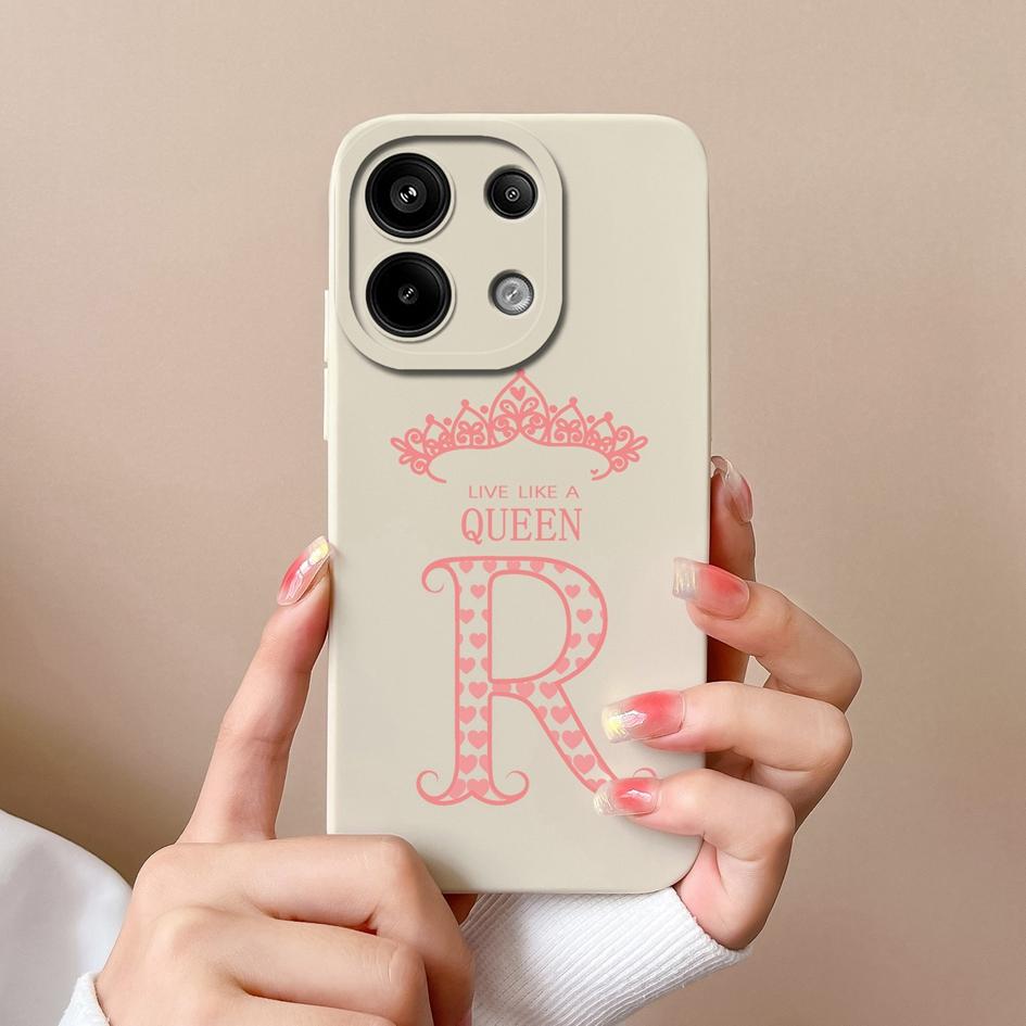 Phone Cases Cover For Xiaomi Redmi Turbo 3 Note 13 13R 5G Pro A3 13 Bumper Luxury A-Z Crown Queen Letters Matte Soft Silicone Screen Protector Housing