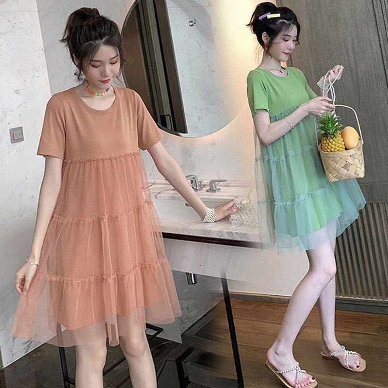 Summer Dress Loose Thin Short-sleeved Top Mid-length Summer Dress