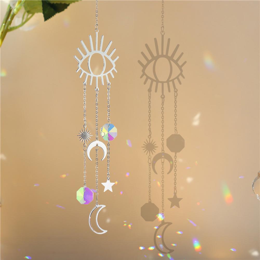 Crystal Star Sun Wind Chimes Hexagon Diamond Prisms Hanging Light Catcher Rainbow Make Window Curtains Pendant Home Room Deocr