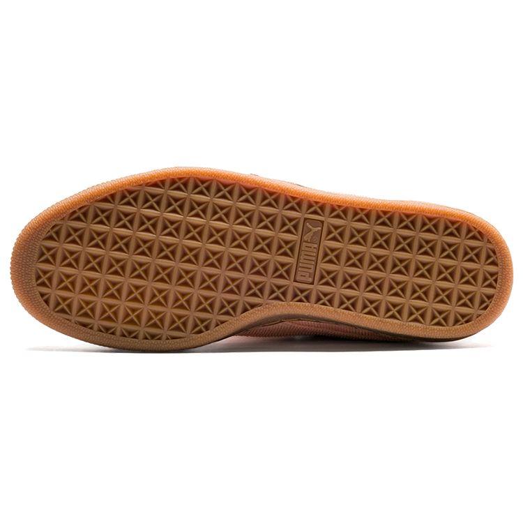 PUMA Women's Pink Brown Basket Heart Corduroy Low Top Sneakers 366729-01