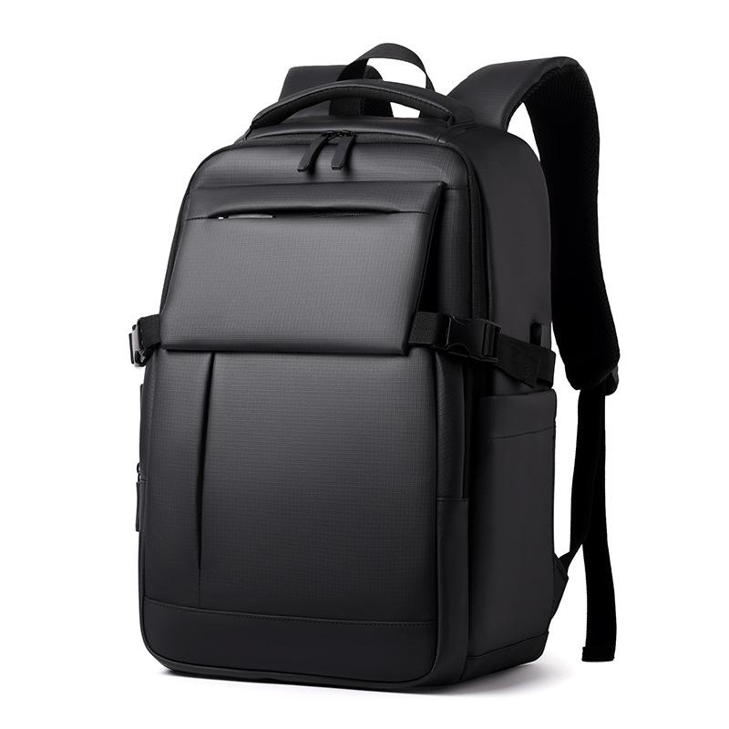 Simple Leather Men's Backpack for Business Convenient Commuting Water-proof Student Computer Bag