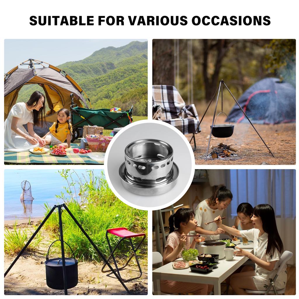 Outdoors Stainless Steel Alcohol Stove Portable Burner Furnace Adjustable Firepower Rustproof Anti-corrosion Cooking Barbecue Camping Hiking Picnic