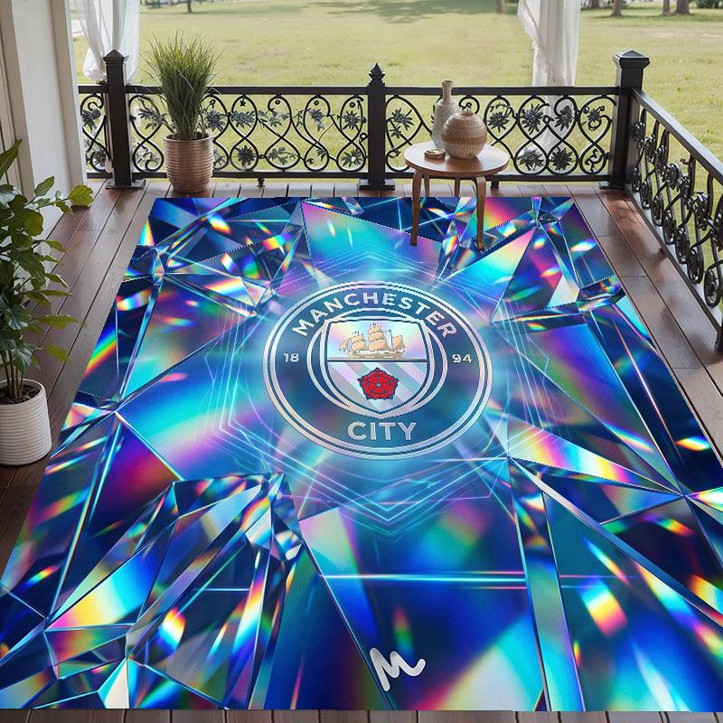 Soft Floor Carpet Manchester City Pattern Area Rug Decorative Mat For Home Room Decoration