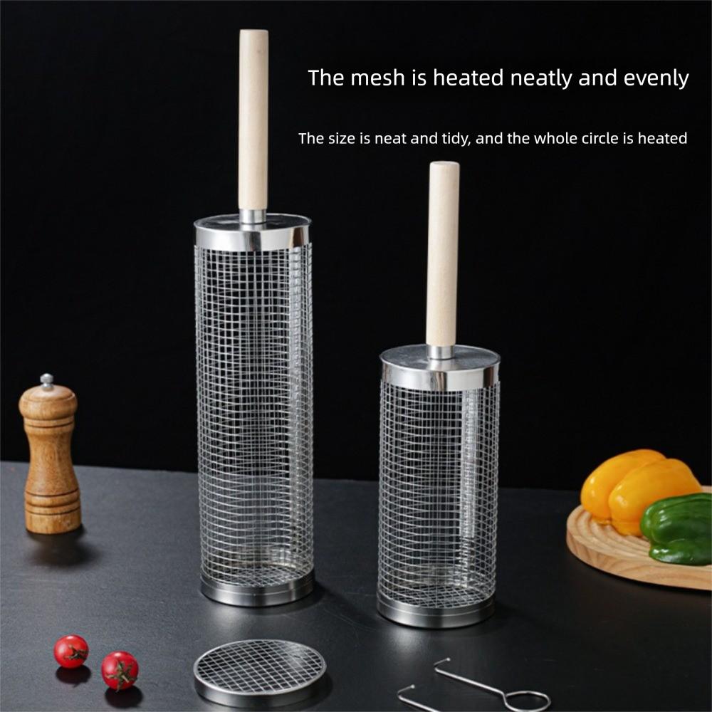 2/3Pcs Set Stainless Steel Rolling Grilling Basket Wire Mesh Barbecue Cage Barbecue Rack Picnic