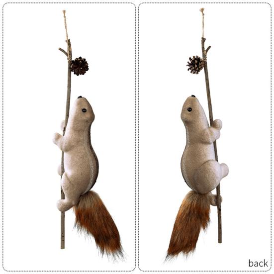 Foam Squirrel Ornament 3D Artificial Squirrel Figurine with Pine Cones Berries Cute Fake Animal Christmas Tree Hanging Decoration for Winter