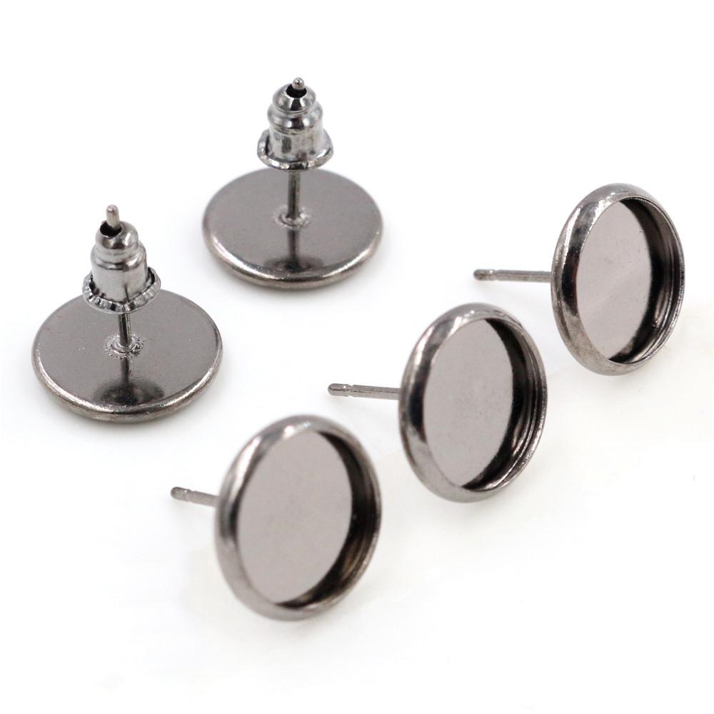 8/10/12mm 20pcs/lot 26 Colors Plated Earring Studs,Earrings Blank/Base,Fit 8-12mm Glass Cabochons,Buttons Earring Bezels