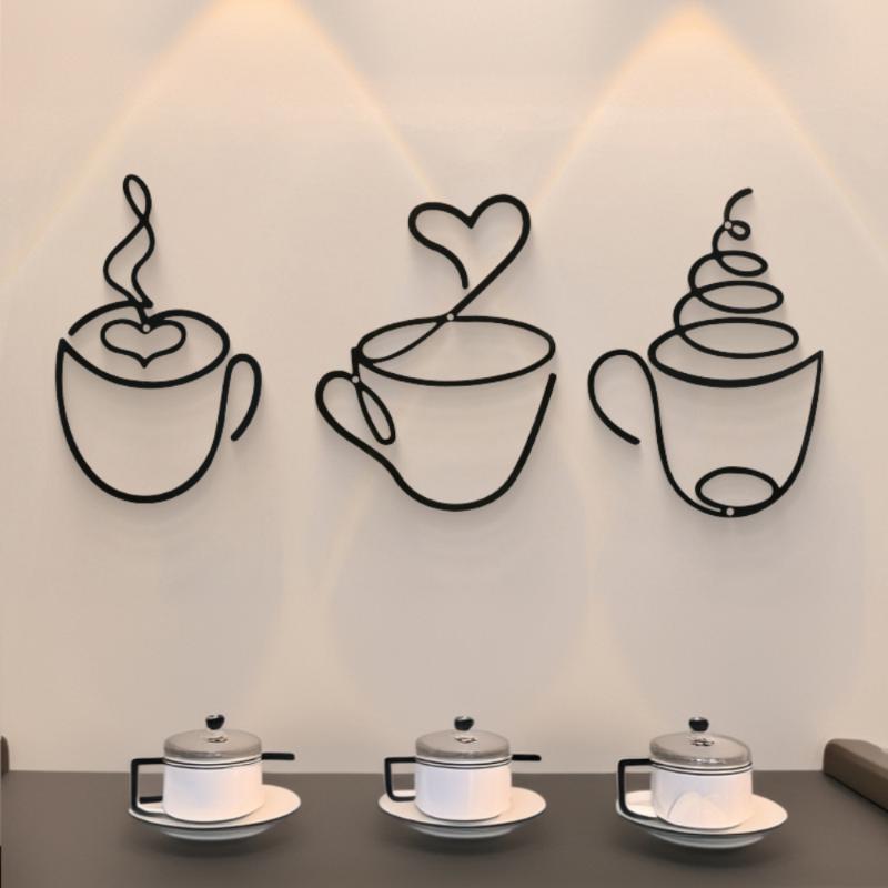 1Pc Creative Coffee Wall Hangings Coffee Shop Decorations Interior Wall Decorations Wall Hanging Iron Paintings