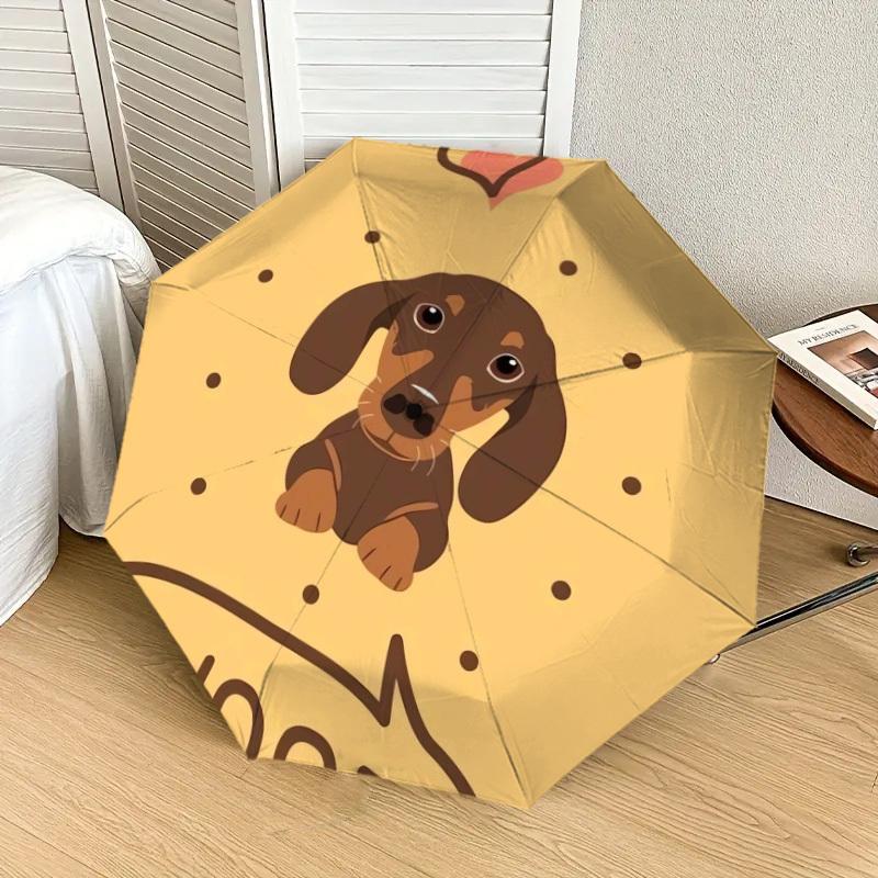 1pc Dachshund Love Umbrella with Plastic Handle,Suitable for All Seasons Home Travel Outdoor UmbrellaDD327