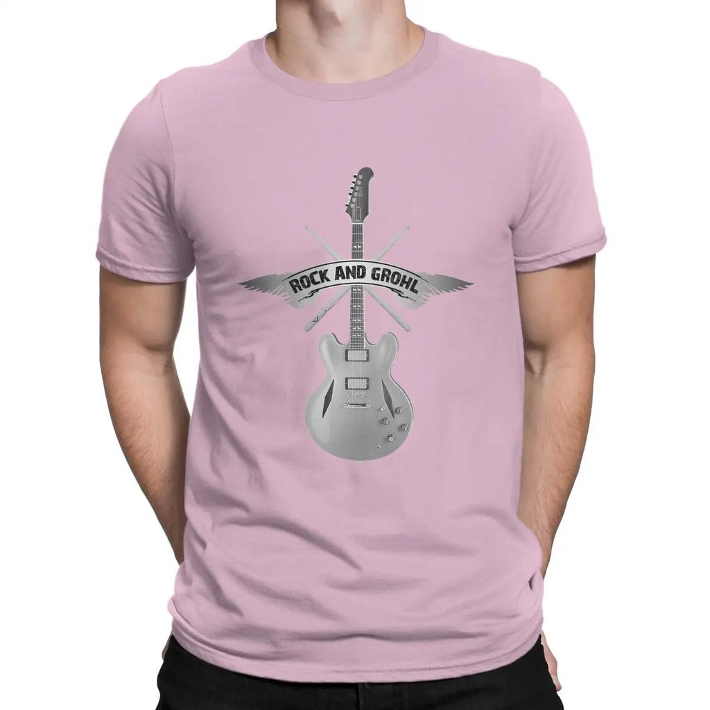 Humor Guitar T-Shirt for Round Collar Cotton T Shirts Foo Band Fighters Short Sleeve Tee Shirt Printed Tops