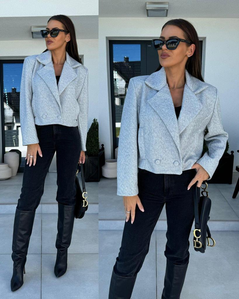 Европейский и американский женский осенне-зимний 2024 костюм в британском стиле, короткое пальто с воротником из шерстяной смеси