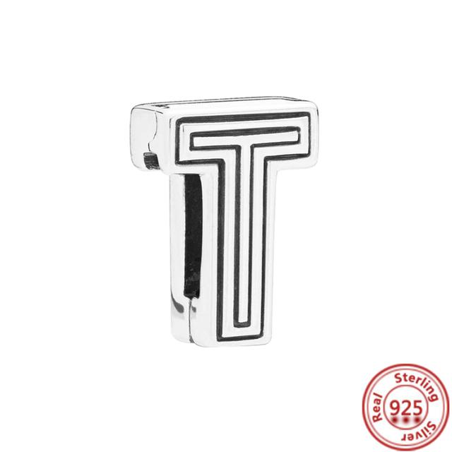 Стерлингового серебра 925 пробы, бусины, буквы, сердце, листья, круг, сверкающие клипсы, подвески, подходят для браслета с отражениями, ювелирные украшения