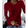 Women's Round Neck Solid Lace Long Sleeve Top