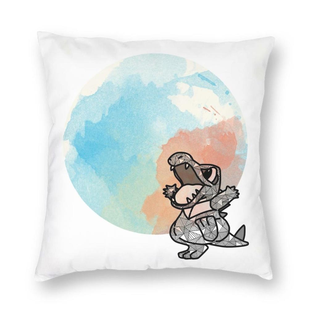 Totodile Square Pillowcase Polyester Linen Velvet Printed Zip Decorative Home Cushion Case