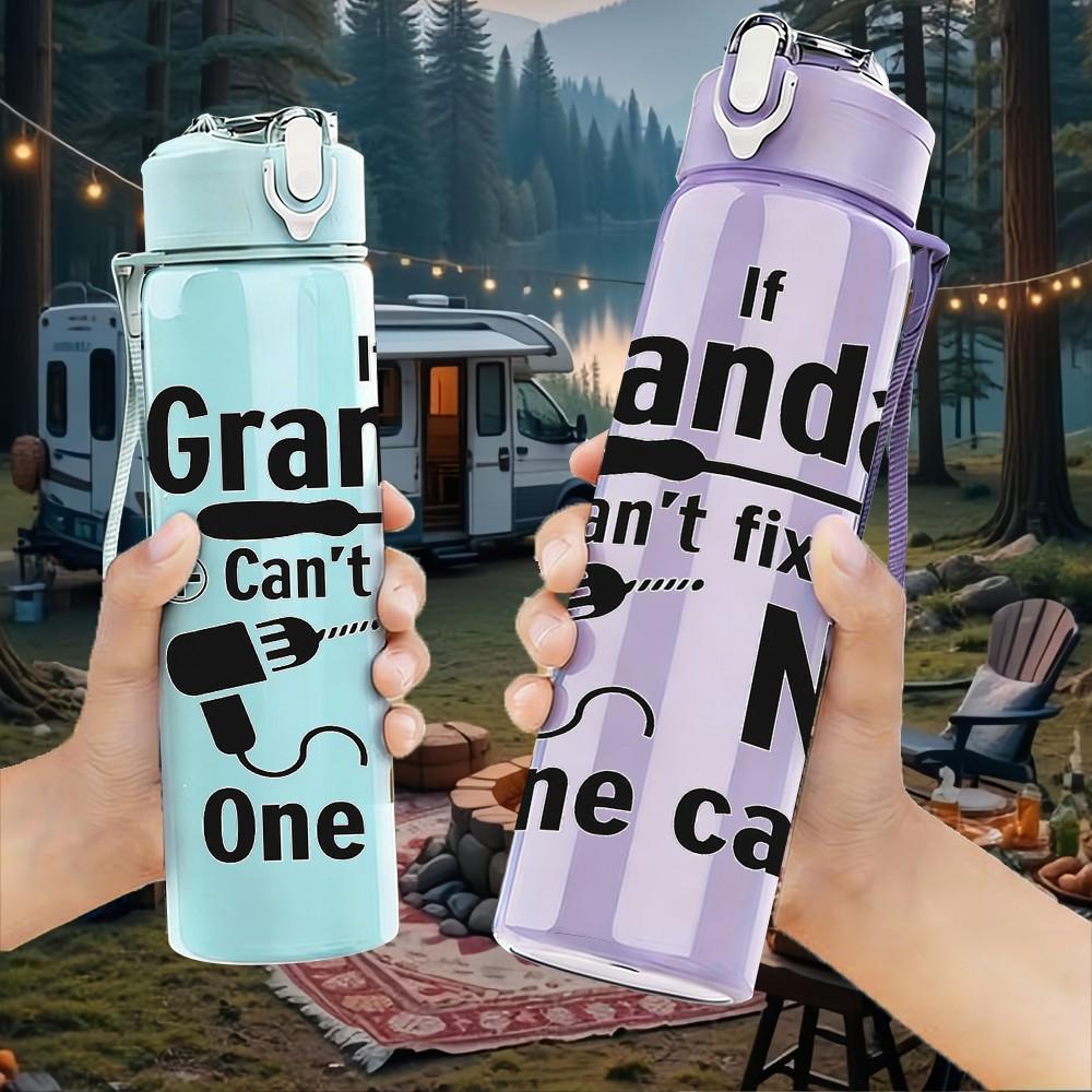1PC Grandad Funny Humorous Slogan Print 750ml Color Plastic Sports Water Bottle Leakproof Flip Straw Lid Suitable for Sports Office Home Use