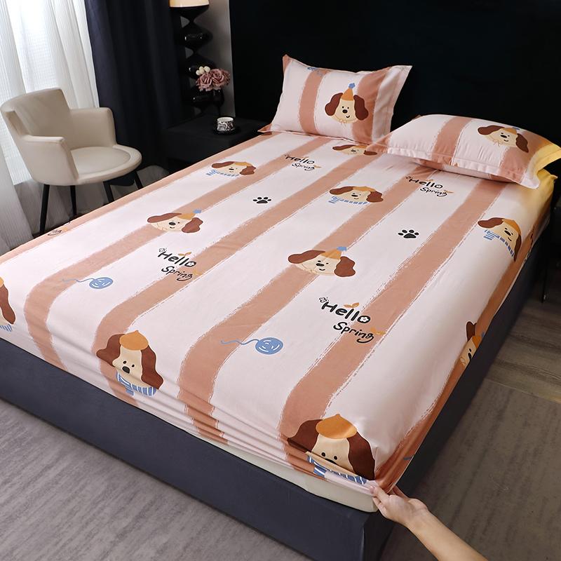 Pure Cotton Fitted Bed Sheets Geometric Bedsheet Non-slip Bed Cover Skin-friendly Bed Linen Couvre Lit (Pillowcase Need Order)