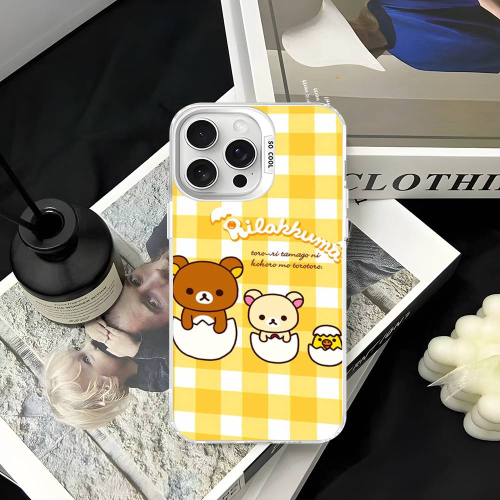 Rilakkuma Relaxed Bear Phone Cover For IPhone 16 15 14 13 12 11 17 Pro Max Plus Color Silver Shell