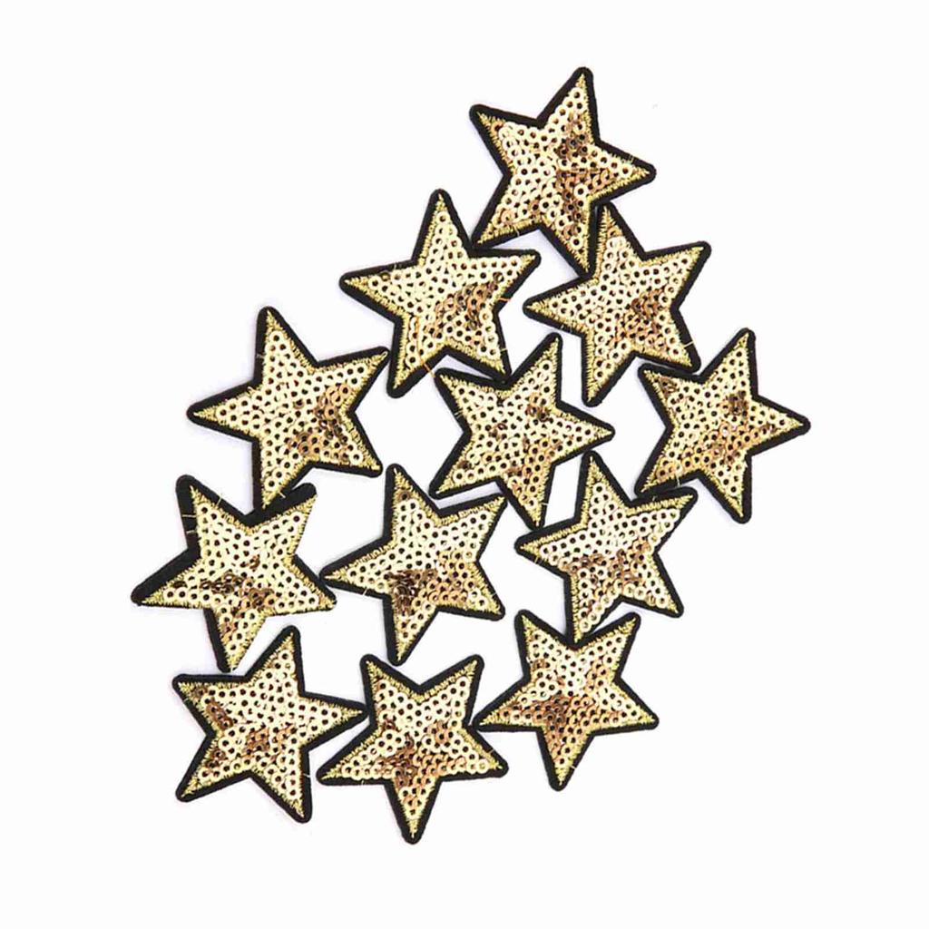 12pcs DIY Sequined Star Pattern Embroidery Sticker Clothes Patch Accessory