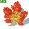 Rhinestone Red Color Maple Brooch Winter Fashion Jewelry Beautiful Wedding Pin Women And Men Accessories Gift