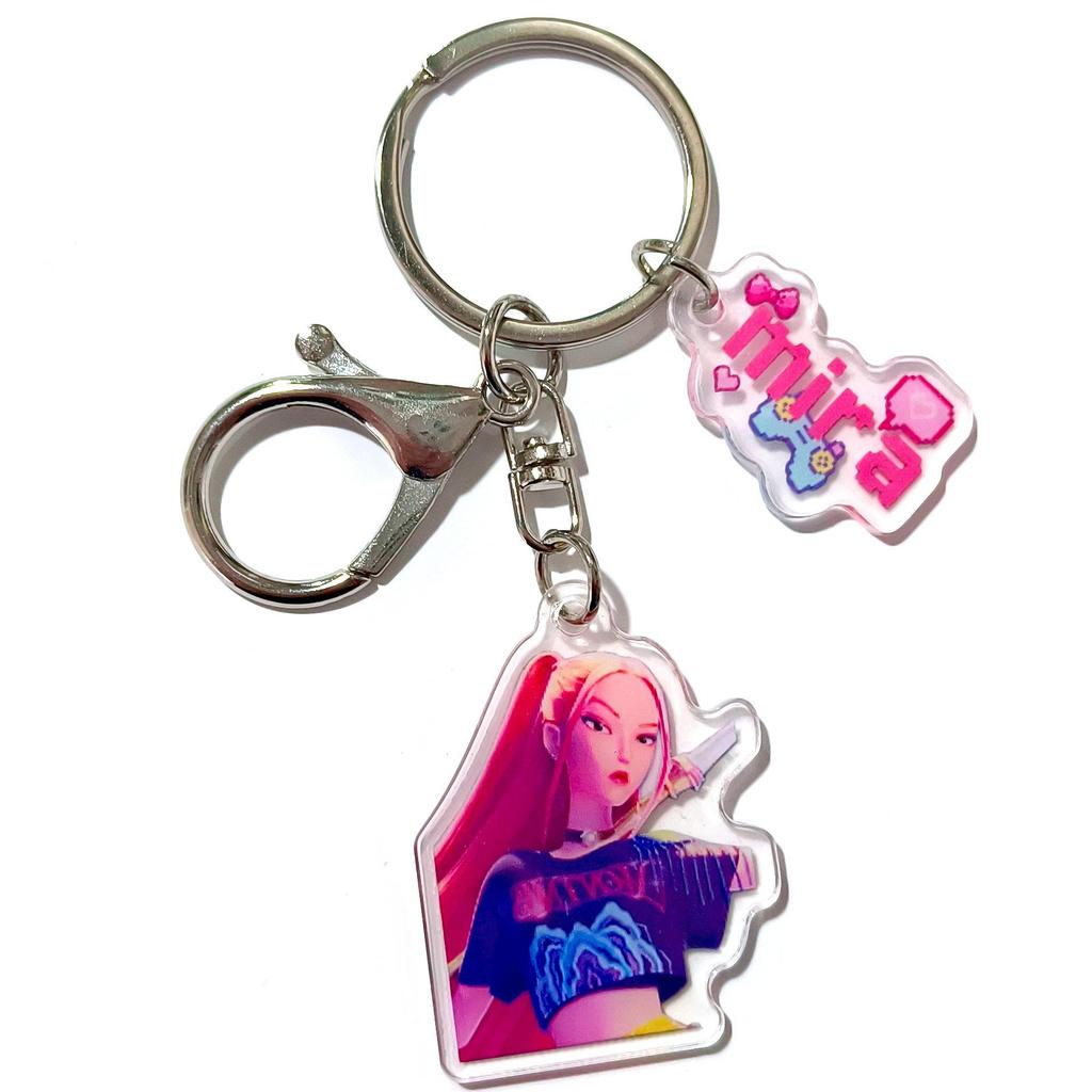 K-pop Брелок для ключей с женской группой «Охотники на демонов»: Милый акриловый брелок для школьной сумки Lumi, Zoe, Mira & Qin Yu
