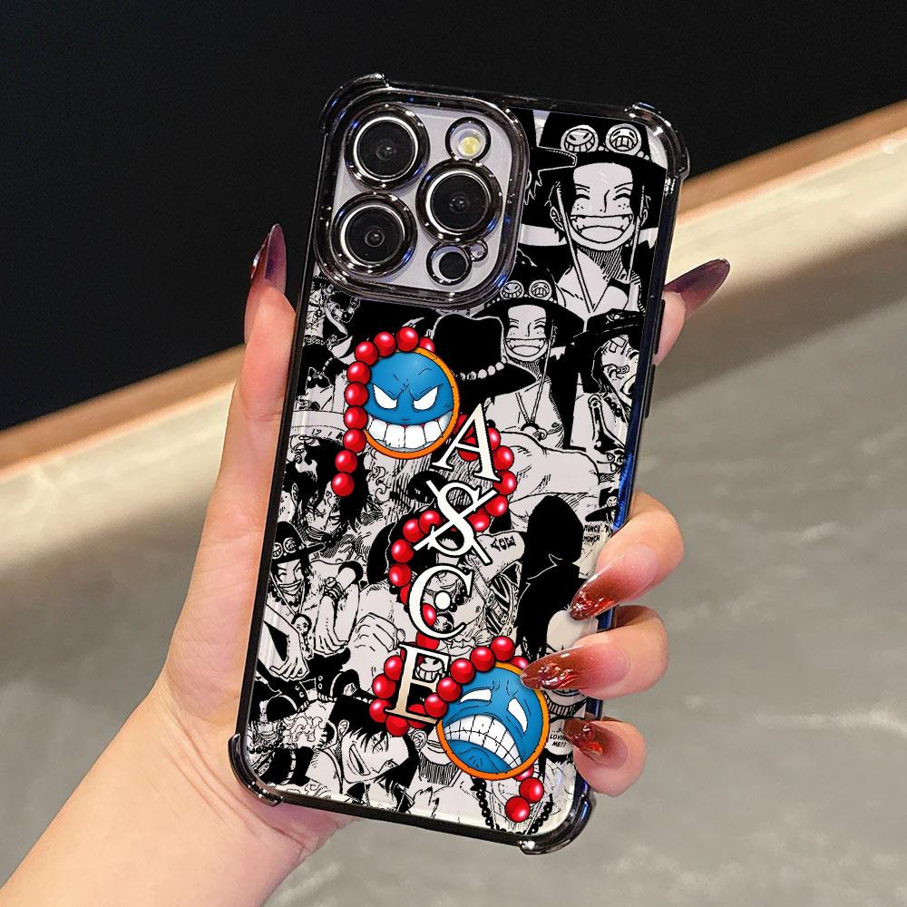 Cool Portgas D Aces Plating Phone Case For Xiaomi Redmi A7 15 A3 15C 14C K50 Note 15 14 13 12 12s Pro Plus 4G5G Anti Fall Airbag
