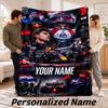 Custom Name Max Verstappen Flannel Throw Blanket Personalized Text Soft Blanket Bed Sofa Gift