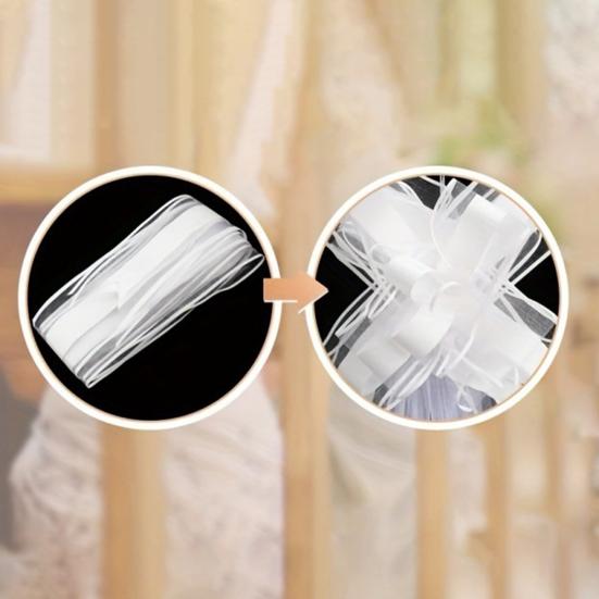 4Pcs White Wedding Pew Bows Tulle Church Aisle Wedding Chair Decorations for