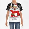 Children's Santa Claus Printed New Year T-Shirts Boys Comfortable Fashion Top Short Sleeve