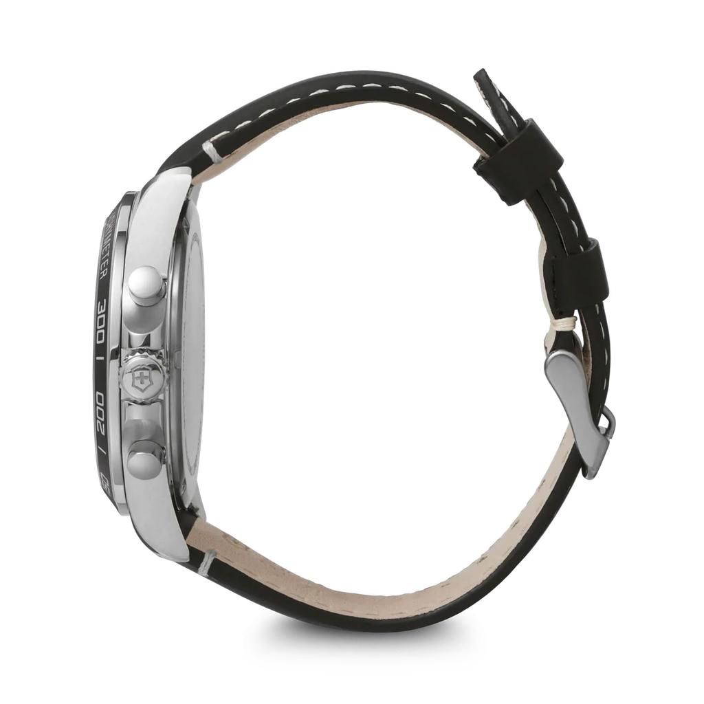 Watch FIELDFORCE CHRONO Stainless Steel Case Black Dial Black Leather Strap Gift 241852 [Victorinox] (316L) [