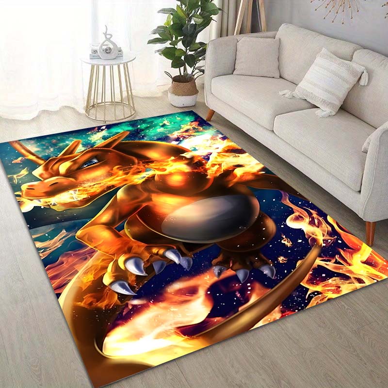 1PC Pokémon Charizard Dracaufeu Pikachu Printing Carpet for Living Room Bedroom Kid's Room Home Decor Area Rug Non-slip Mat
