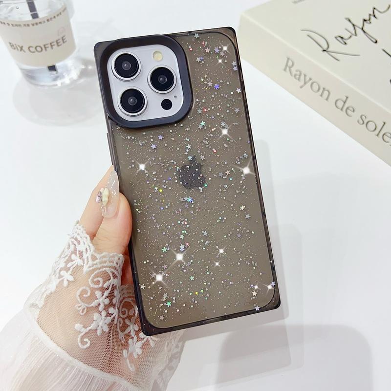 Роскошный квадратный блестящий прозрачный чехол для телефона iPhone 16 15 14 Pro Max Plus 13 12 Pro Max 11 противоударный бампер мягкий чехол из ТПУ