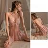 Front Buttoned Sexy Nightdress Panty Set with Steel Ring for Women Sexy Hollow Lace Pajamas Mesh See-through Suspender Nightdress