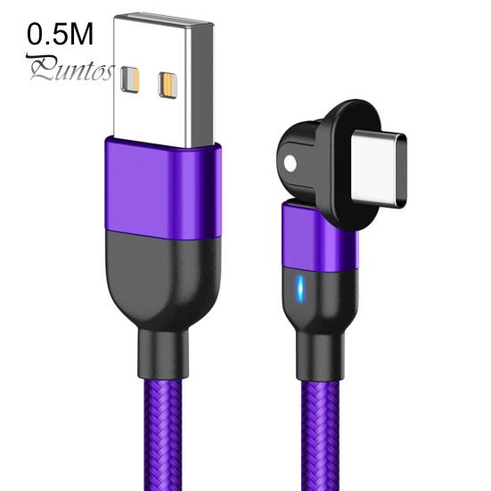 Data Cable Anti-winding Braided Nylon Rope Type-C 180 Degree Rotation Charging Cord for Phone