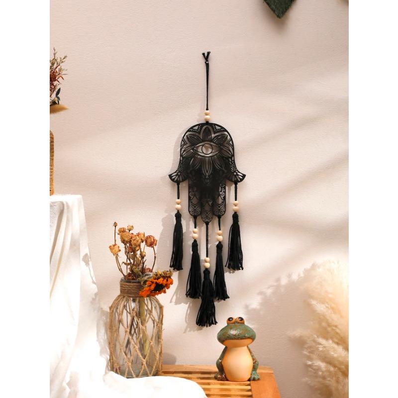 Деревянный Настенный Декор Настенный Подвес Рука Хамса Сглаз Домашний Декор Макраме Подвесной Декор Бохо Украшение для Дома Макраме Украшение для Комнаты