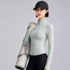 Женская куртка для бега, фитнеса, йоги, с воротником-стойкой на молнии, облегающая и тонкая, с высокой эластичностью, быстросохнущая и дышащая, весенне-осенняя спортивная одежда