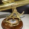 Shiny Brass Alidade with Brown Wooden Base Beautiful Look Maritime Collectible Alidade Compass