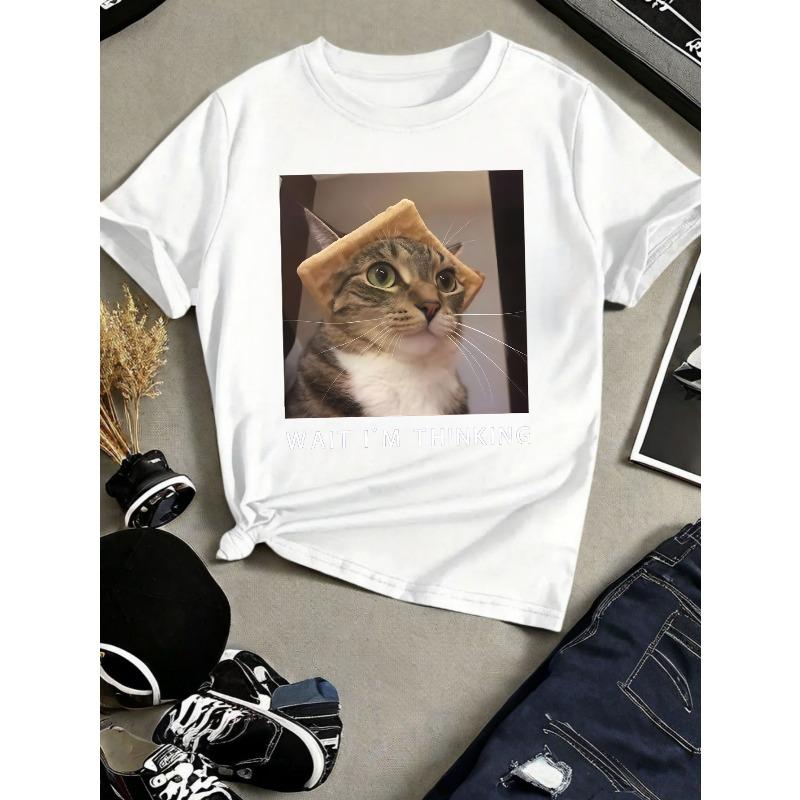European sizes Kids' Printed T-Shirt, Summer and Spring Short Sleeve Crew Neck Casual Top