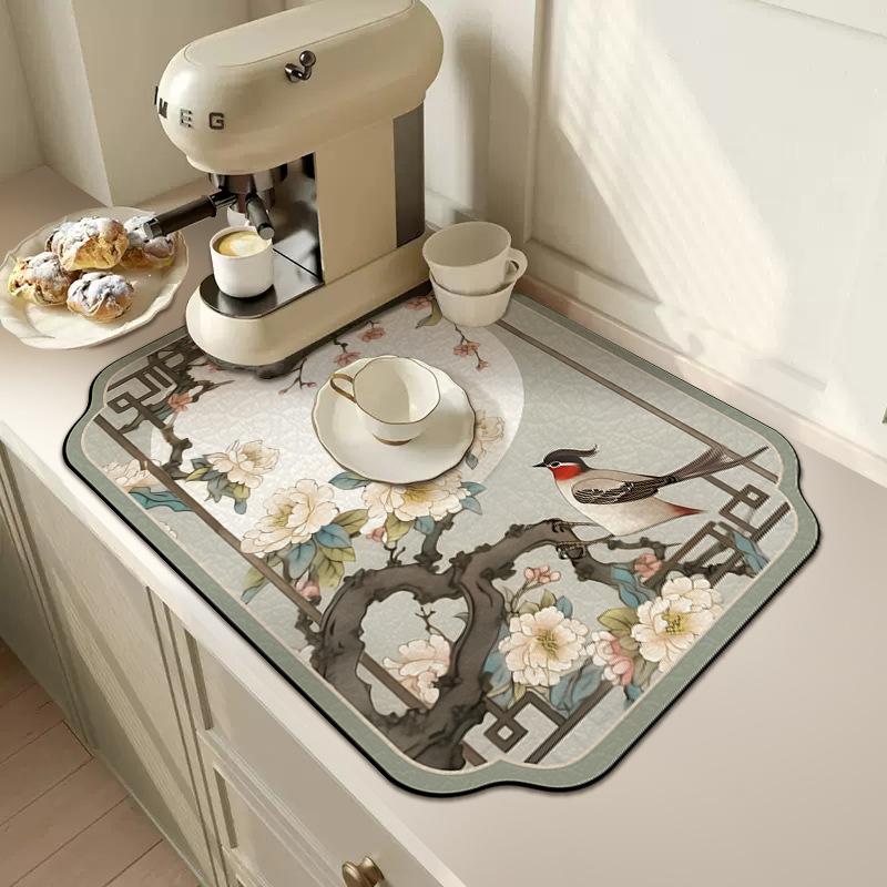 Vintage Leather Placemat PVC Absorbent Mat Insulated Table Bowl Mat Non-slip Drain Mat Kitchen Bar Water Cup Table Mat