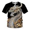 Summer Dragon Animal Pattern Tees Fashion Trend Round Neck Short Sleeved 3D Printed Casual Loose T-Shirts Men’s