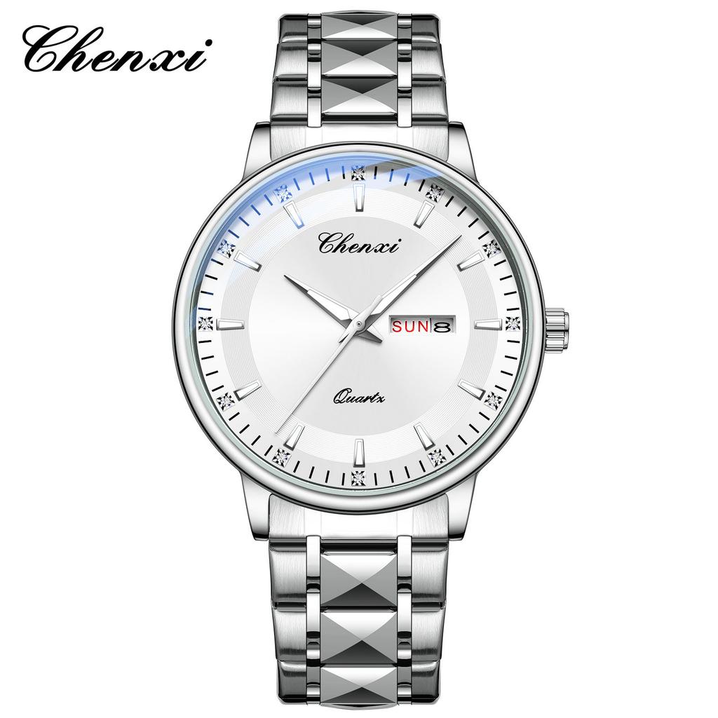Men's Calendar Night Light Waterproof Watch Double Calendar Dial Fashionable Trendy Quartz Watch