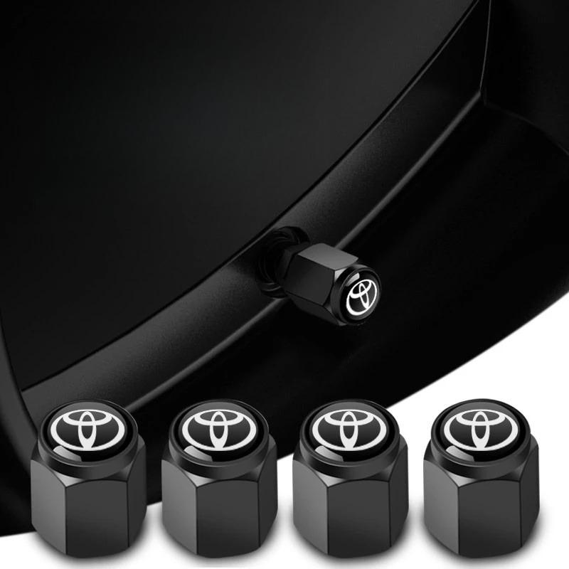 YDEM7 5Pcs Metal Tire Valve Stem Caps Dustproof Waterproof Universal for Toyota Hilux Yaris Corolla Camry CHR Auris Tacoma Accessories