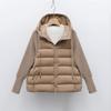 Feather New Women's 90 Fleece Женская одежда Длинные рукава Трикотажные рукава С капюшоном Однотонный пуховик Простое пальто