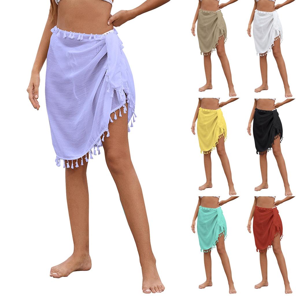 Популярная сексуальная пляжная юбка на морском курорте с кисточками и ремешками