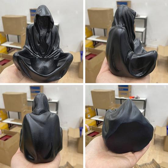 Статуя Мрачного Жнеца Готический Подставка для Хрустального Шара Декор Книжной Полки Таинственная Жуткая Скульптура в Мантии Волшебника для Хэллоуина Домашний Декор