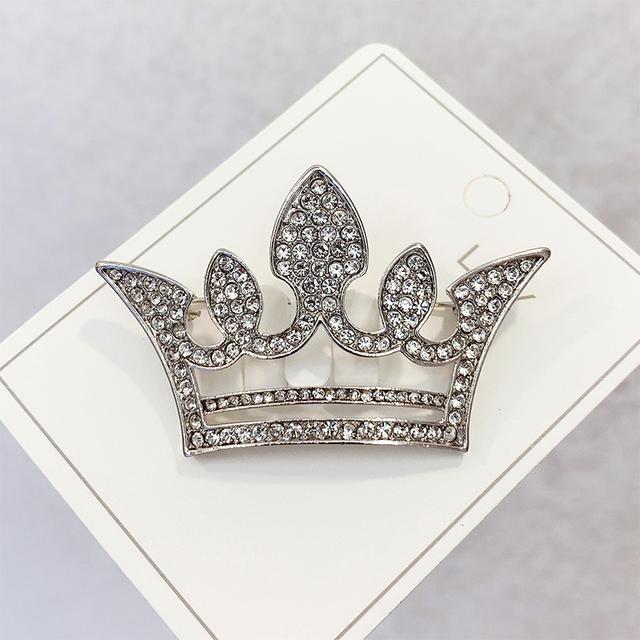 Fashion Crown Brooches Gold Silver Color Rhinestone Pearl Lapel Pin Dress Decoration Buckle Badge Jewelry Accessories For Women