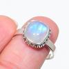 Natural Rainbow Moonstone Gemstone 925 Solid Sterling Silver Gift Ring S.9 S6d08