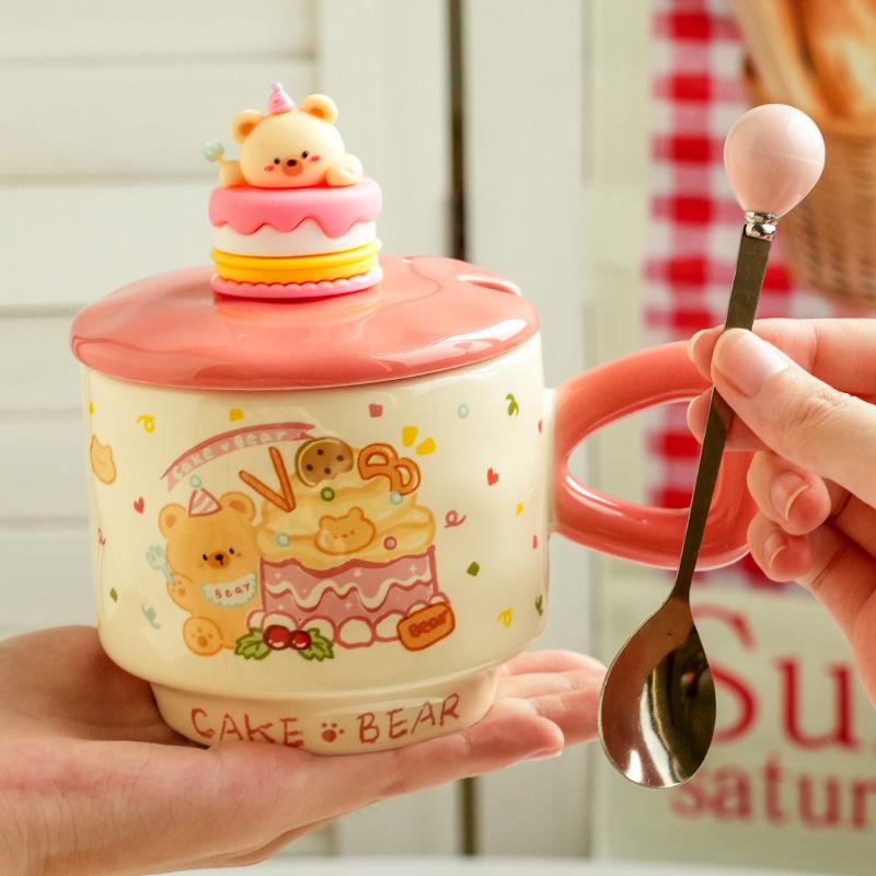 Креативные подарки Торт на день рождения Керамическая чашка Детский студенческий праздничный подарок Милая кружка Бытовая чайная чашка Чашка для воды