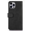 For iPhone 16 Pro Case Cowhide Texture Leather Wallet Phone Leather Cover - Black