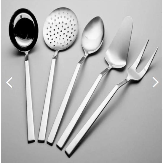 5 Piece Steel Flat Serving Set Ladle Skimmer Spatula Pasta Spoon Set Ladle Set